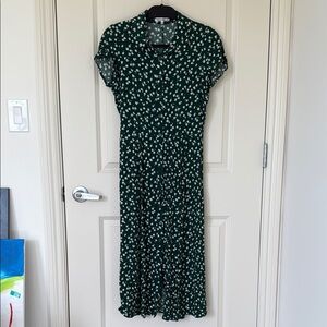 Reformation Green Sheath Midi Dress with Cap Sleeves